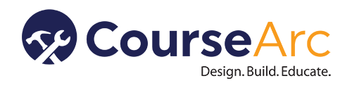 CourseArc Logo. Design. Build. Educate.