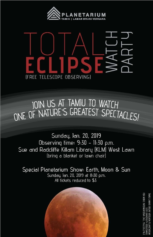 TAMIU Planetarium Presents a Total Lunar Eclipse Watch Party Sunday ...